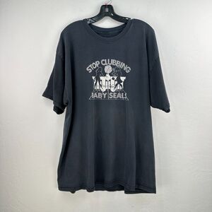 Stop Clubbing Baby Seals Tshirt Mens Black White Tee Sarcastic Pole Dancer Funny